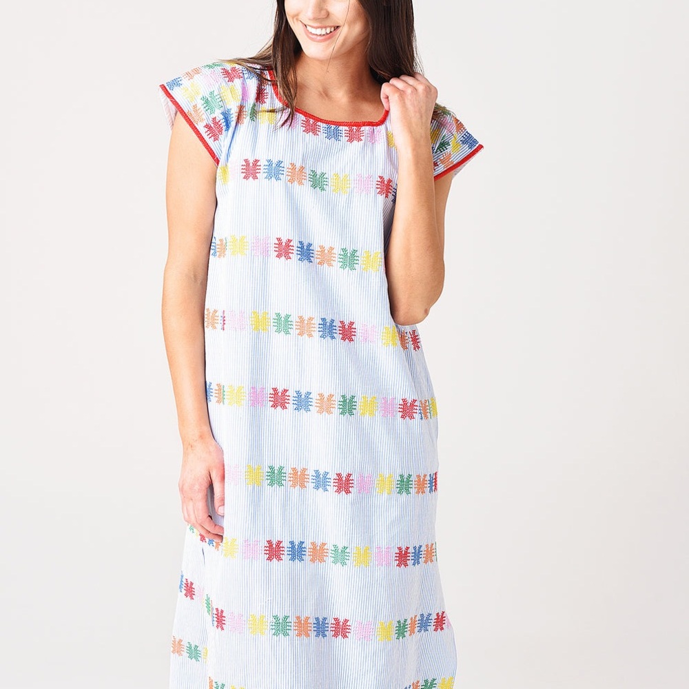 J. Marie Clea Midi Dress with Mexican embroidery.